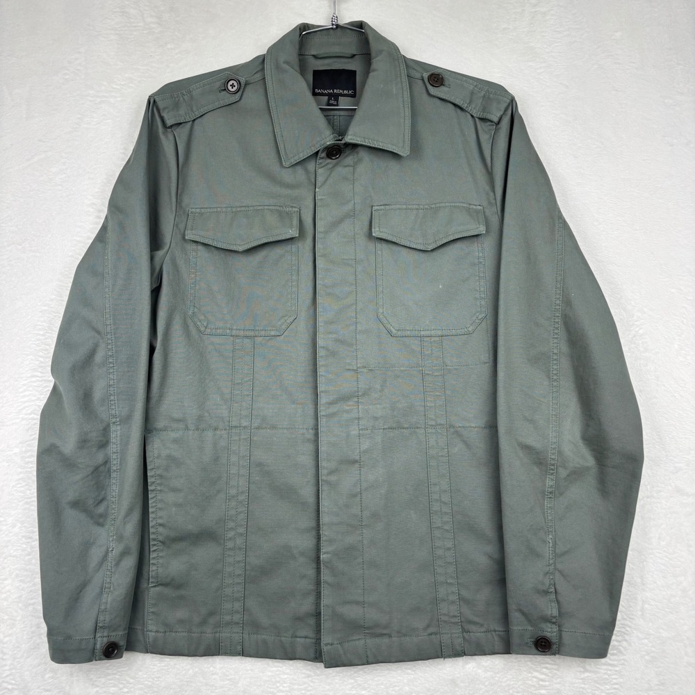 Banana Republic Womens Utility Jacket Sage Green Military Safari Field‎ Coat L